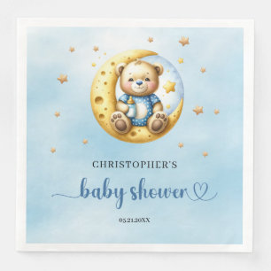 Moon and back boy baby shower napkins