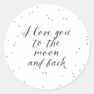 Moon and Back Gold Confetti Classic Round Sticker