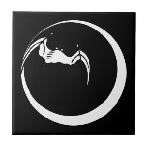 Moon and bat ceramic tile