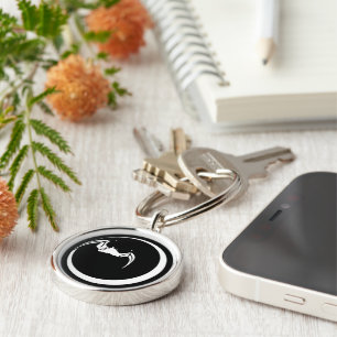 Moon and bat key ring