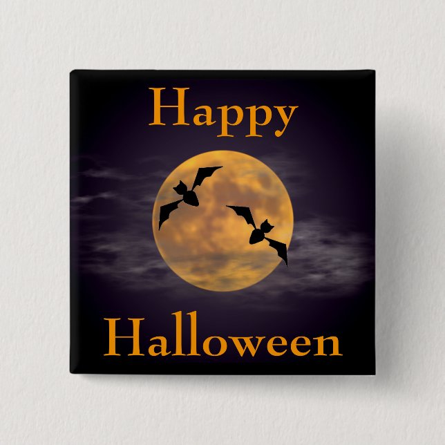 Moon and Bats 15 Cm Square Badge (Front)