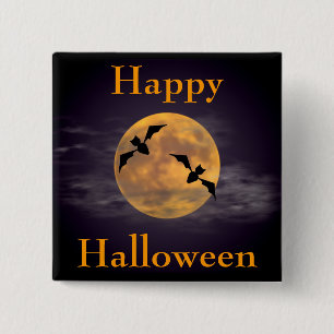 Moon and Bats 15 Cm Square Badge