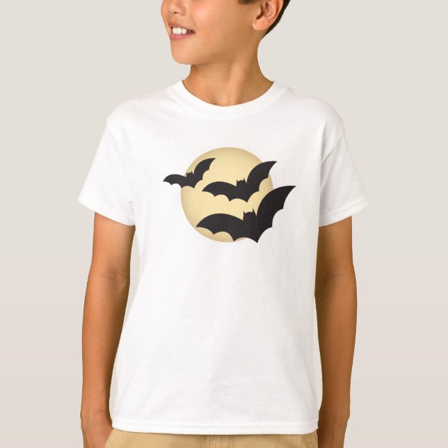 Moon and Bats Halloween T-Shirt (Front)