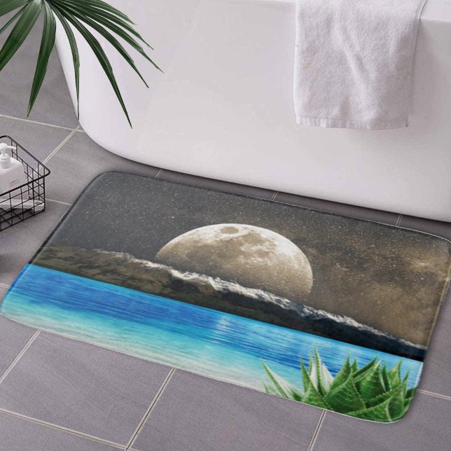 Moon And Beach Bath Mat (Moon And Beach Bath Mat by Looly Elzayat
)