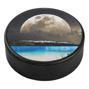 Moon And Beach Hockey Puck