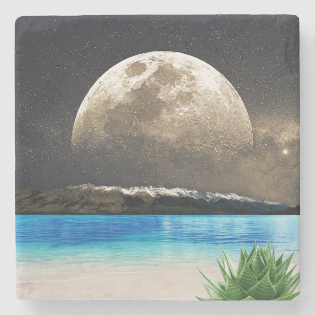 Moon And Beach Stone Coaster (Front)