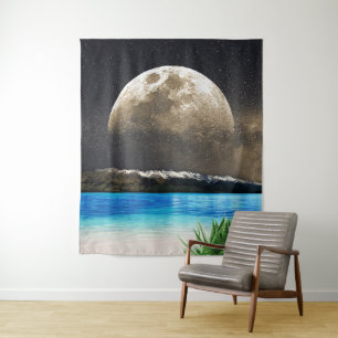 Moon And Beach Tapestry