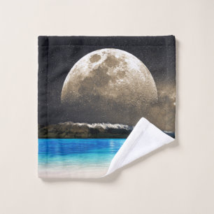 Moon And Beach Wash Cloth