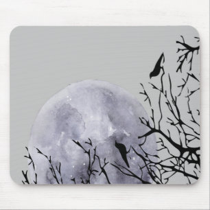 Moon and birds mouse pad