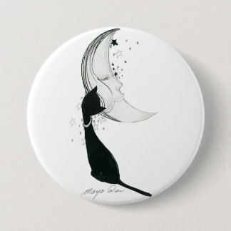 Moon and Black Cat 7.5 Cm Round Badge