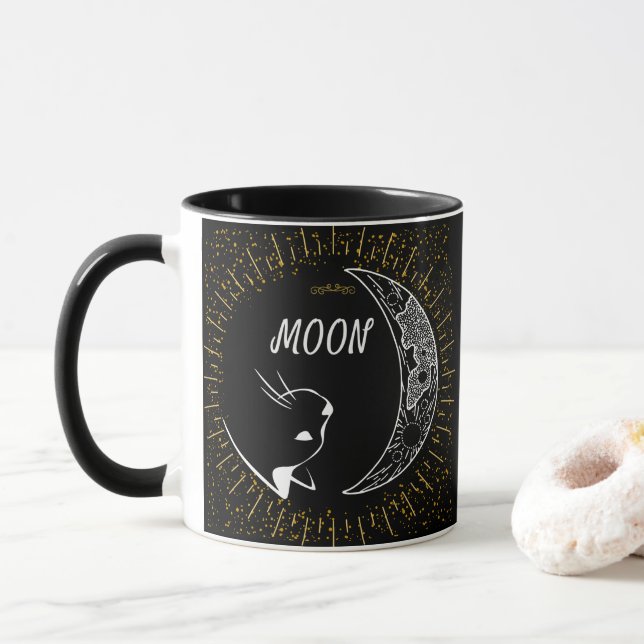 Moon and cat, Celestial Mug (With Donut)
