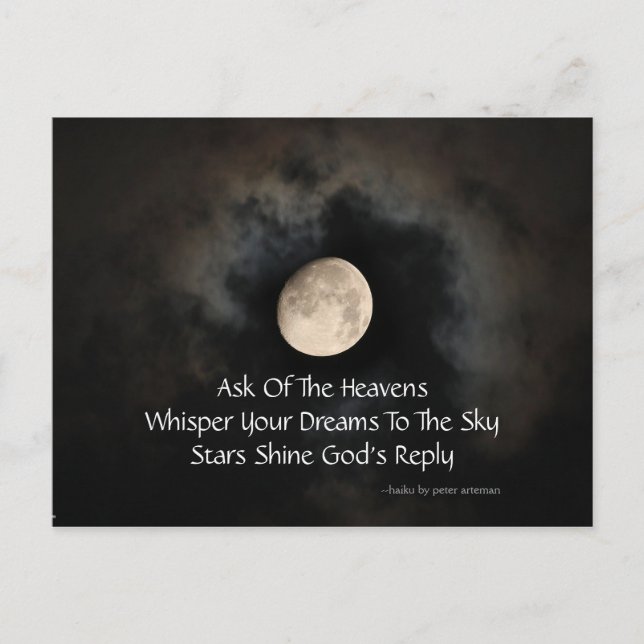 Moon and Clouds Haiku Postcard (Front)