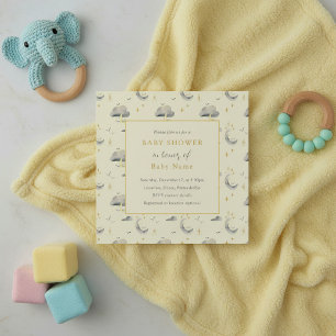 Moon and clouds unisex baby shower invitation