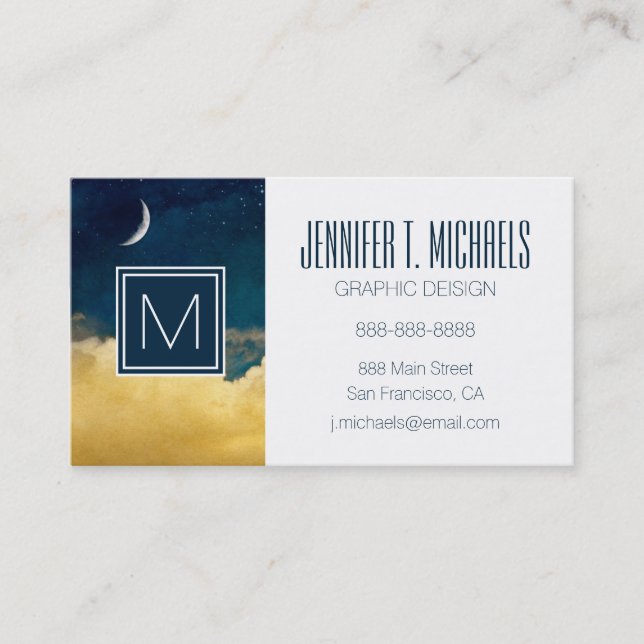 Moon And Cloudscape Business Card (Front)