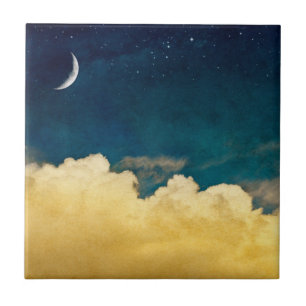 Moon And Cloudscape Ceramic Tile