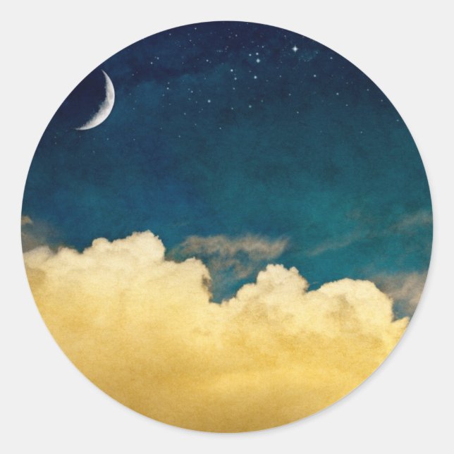 Moon And Cloudscape Classic Round Sticker (Front)