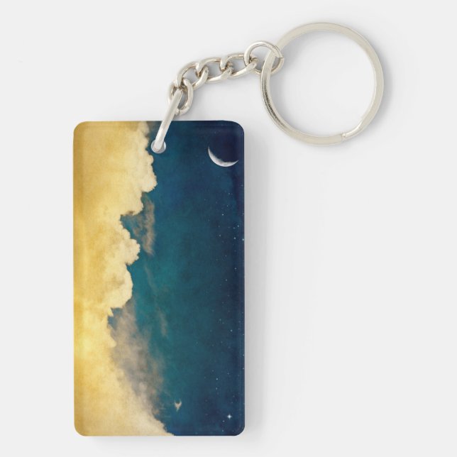 Moon And Cloudscape Key Ring (Back)