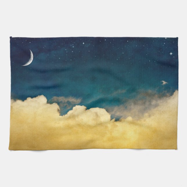 Moon And Cloudscape Tea Towel (Horizontal)