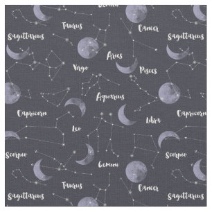 Moon and Constellations Fabric