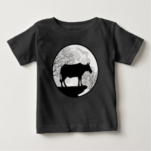 Moon and Cow Night Wilderness Silhouette  Baby T-Shirt