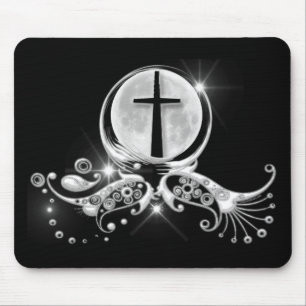 Moon and Cross Mouse Pad