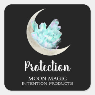 Moon And Crystal Intention Spell Square Sticker