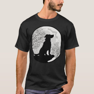 Moon and Dog Night Wilderness Silhouette T-Shirt
