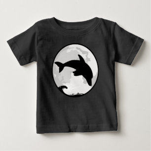 Moon and Dolphin Silhouette Baby T-Shirt
