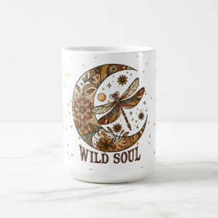 Moon and dragonfly coffee mug