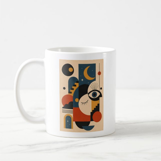 Moon and Eye – Geometric Art Mug (Left)