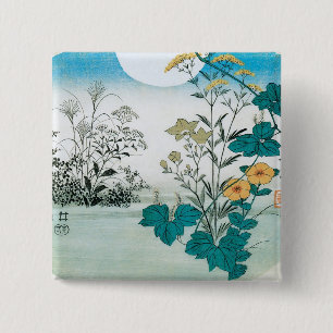 Moon and Flowers 15 Cm Square Badge