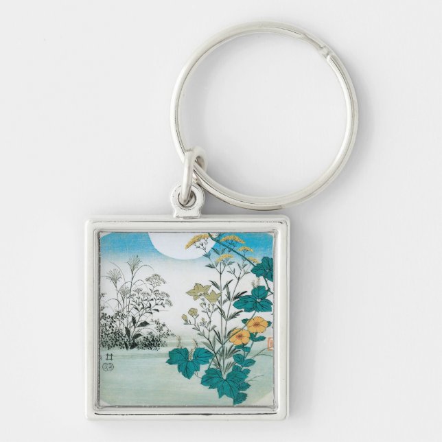 Moon and Flowers Key Ring (Front)