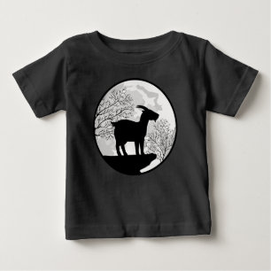 Moon and Goat Night Wilderness Silhouette Baby T-Shirt