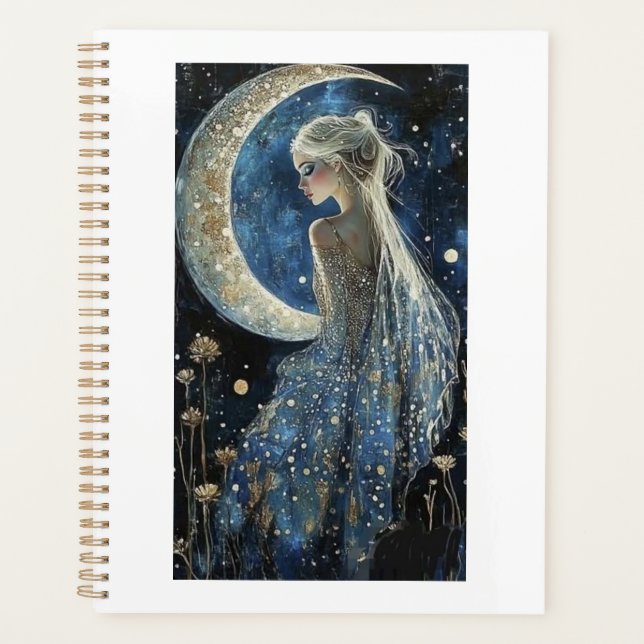 Moon and Lady design notebook Planner (Front)
