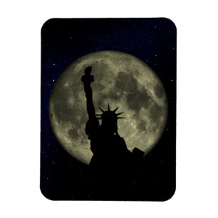 Moon and Lady Liberty Magnet