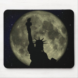 Moon and Lady Liberty Mouse Pad