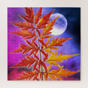 Moon and Leaves Jigsaw Puzzle