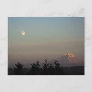 Moon and Mount Ranier at  Postcard