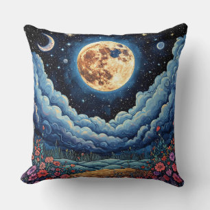 Moon and night sky Dreamy Galaxy Home Décor 🌙✨ Cushion