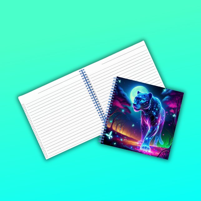 Moon and Panther Holographic Neon Colourful | Notebook (Creator Uploaded)
