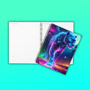Moon and Panther Holographic Neon Colourful   Planner