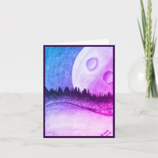 Moon and Planet - Puple, Blank Invitation