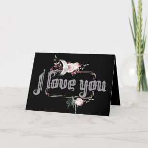 Moon And Raven Watercolor Valentine's Card