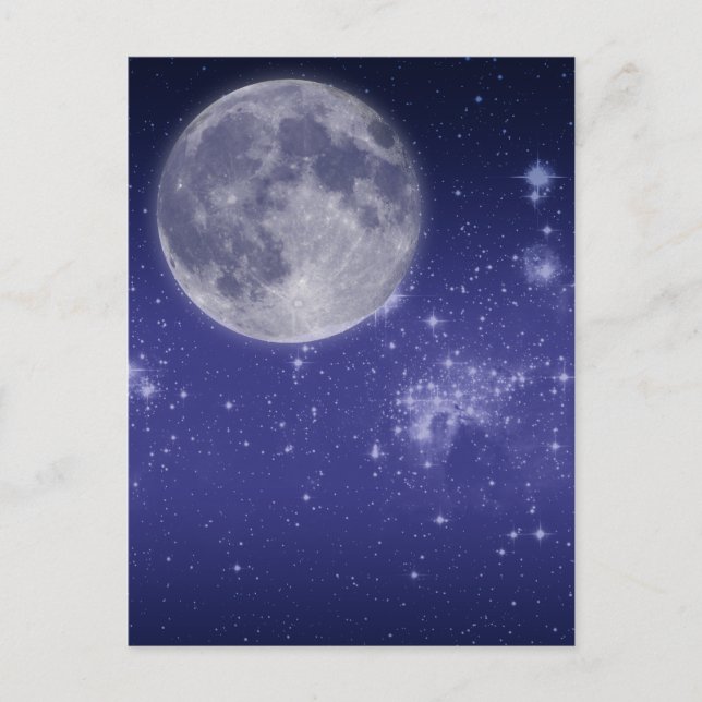 Moon and Shining Stars Postcard (Front)