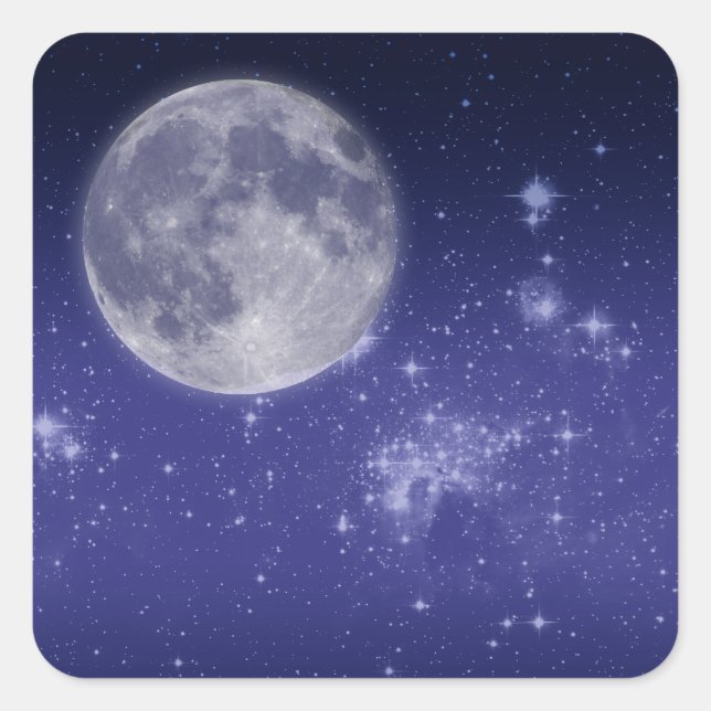 Moon and Shining Stars Square Sticker (Front)