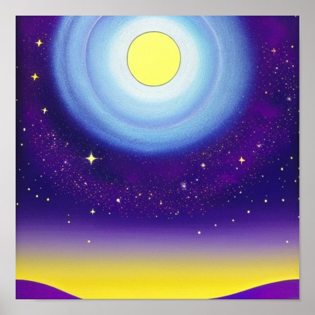 Moon and Sky in Purple Poster (Front)