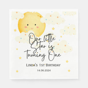 Moon and Stars 1st Birthday  Napkin