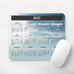 Moon and Stars 2027 Calendar Mouse Pad
