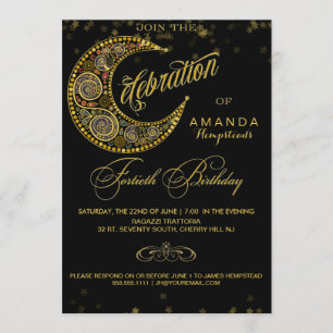 Moon and Stars 40th Birthday Party Invitation