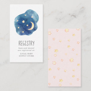 Moon and Stars Baby Girl Gift Registry Enclosure Card